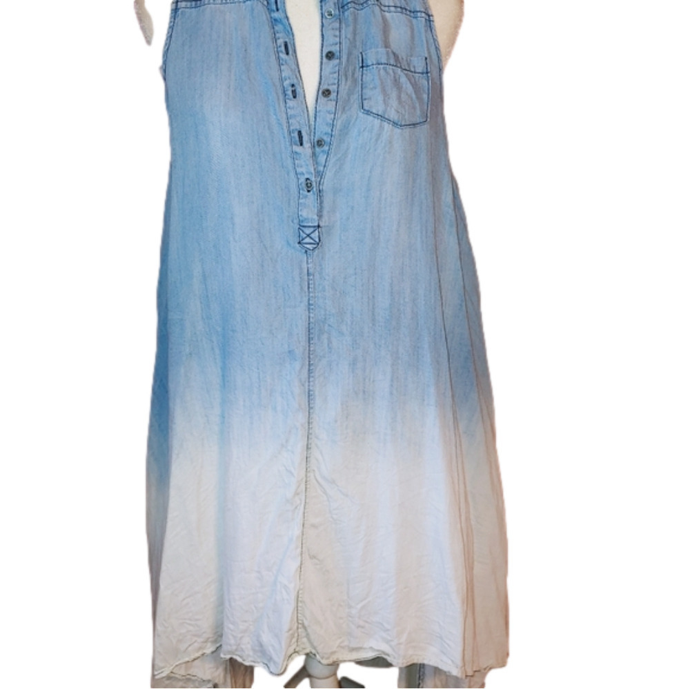 Ombre Denim High Low Dress M